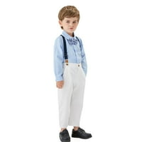 Zupara Toddler Dječji dječaci Dječački odijelo Odjeća za odjeću Dugme Dugme Dugme Down Majica + Suspenderi