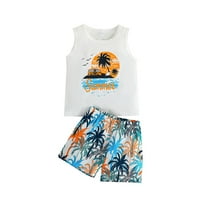 Corashan Tollder 1-5Y dječaci Ljetne odjeće Suncokret za ispis prsluk majica + kratke hlače odijelo ljetovalište dvodijelni set