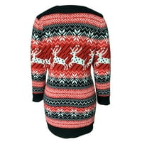 Pad džemperi Moderni fit džemper pulover Božićna posada izrez ženske zbojere CARDIGAN CRVENI XL