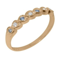 Britanska napravljena 14k Rose Gold Prirodni dijamant i akvamarinski ženski Obećani prsten - Opcije