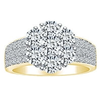 Carat Okrugli oblik Bijeli prirodni dijamantski zaručni prsten za angažman za vjenčanje u 14K čvrsti žuto zlatni prsten veličine-9
