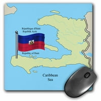 3drose Zastava, Mapa Haiti sa Republikom Haitijem na engleskom, francuskom, haitijskom kreolu - jastučić
