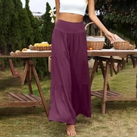Široke pantalone za žene Prodaja dame Lame Labave pantalone elastične visokog struka ruffle ljeto proljeće