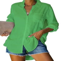 Colisha dame košulje rever na vratu dugih rukava Comfy Business gumb dolje tunika košulja sive s