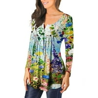 Ženska modna tiskana labava majica dugih rukava bluza okrugli vrat casual vrhovi Trendy Fall odjeća košulja bluza dukserica
