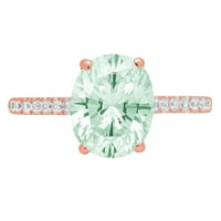 2.21ct ovalni rez zeleni simulirani dijamant 18k ružičasti ružičasti zlato ugraviranje Izjava bridalne
