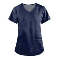 Bazyrey T-majice Labavi fit bluza Žene kratki rukav vrhovi ženski posadni izrez maskirne bluze casual