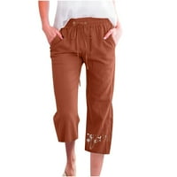 Kiplyki gamaše za žene čišćenja tiskara elastične labave hlače ravne široke pantalone za noge sa džepom