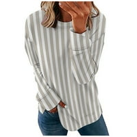 Meichang Striped Ispis Dukseri za ženska kapljica s dugim rukavima s dugim rukavima, pulover modni rad,