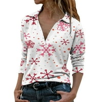 Ženski bluze Ženski gumb dolje majice s dugim rukavima od tiskanog V izrez bluza Roll up rukave povremene
