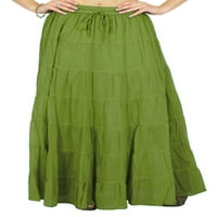 Phagun ženska zelena ljetna pamučna suknja etničko dizajn struk za crtanje - 24