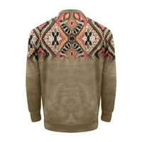 MLQIDK jakne za muškarce Western Aztec etničko tisak Vintage Top Dug rukav košulja za štand ovratnik