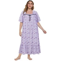 VALCATCH ženska noćna kratka rukava cvjetna haljina za spavanje labava udobna noćna adresa plus veličina