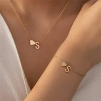 Ogrlice za žene Početna ogrlica za ogrlice od srca Narukvica postavljena pozlaćena početna ogrlica A