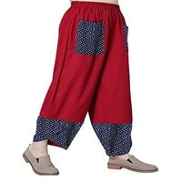 Prednjeg swald-a Loop FIT Cvjetne print pantalone sa džepovima Baggy Loungewear Polka Dot Summer harem hlače mornarice plava l