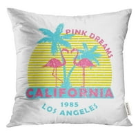California Los Angeles Grunge sa flamingo i palmima Slogan Pink snovi Grafika Proizvod Odjeća za bacanje
