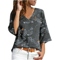 Ženski ljetni vrhovi Plus size Bohemijske Tvrtne majice za žene Trendi cvjetni ispisni blusi vrhovi
