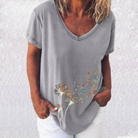 Gacuw Ljetni vrhovi za žene vrhovi bluze s kratkim rukavima Torbeni fit pulover majice Grafički tisak vrhovi V izrez Bluze izdržljive lagane težene mase