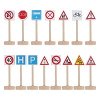 Dječji drveni blok ulični saobraćajni prometni znakovi za dječje obrazovne igračke za djecu za učenje znanja o saobraćaju