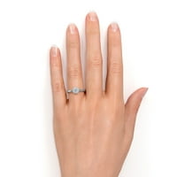 0. CT Bezel set okrugli rez dijamantski halo zaručnički prsten u 10k bijelo zlato