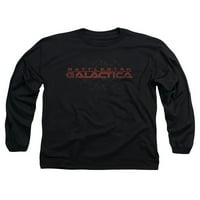 Logo serije TV serije Battlestar Galactica u crvenoj pismima za odrasle majica dugih rukava