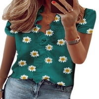 Niuer cvjetni print casual labav bluza za bluze za žene kratki rukav plaža Boho tisak za tisak, majica