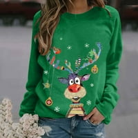 Ženska modna slobodno vrijeme Božićni print Dugi rukav pulover vrh