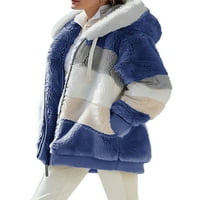 MA & Baby Women's Winter Warm Overse kaput Fuzzy Fleece Coat Fluffy patentni patentni patentni kombinirani