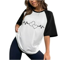 TKLPEHG T majice za žene Grafički klirens kratkih rukava Lath Hearts Grafički grafički posada Raglan
