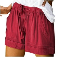 TAWOP PLUS veličina Ženske kratke hlače Ležerne prilike Elastične hlače Tajice Pocket Loose Shorts Crni