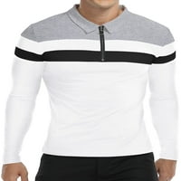 Muške polovne majice s dugim rukavima četvrt-zip casual slim fit rever vrat Osnovne pamučne majice