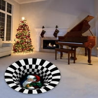ANKISHI 3D Vorte Illuzional prostirka, božićno okruglo Crno bijelo pod, neklizajući sažetak geometrijskog