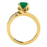 Mauli dragulji za angažman za žene 1. Carat Halo Emerald i Diamond Angažman prsten izrađen prong-postajanje 14K čvrsto žuto zlato