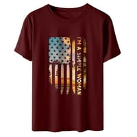 Patriotske majice za ženske majice za okrugle vrata Tees USA zastava zastava bluza kratki rukav na vrhu