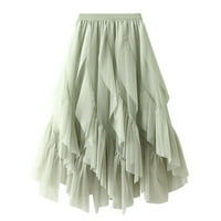 Suknja za žene Ženska linija vila elastična struka Tulle Midi suknja Visoko struk suknje mrežaste haljine