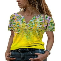 Plus veličina Ženske cvjetne majice Ljetni kratki rukav V-izrez Tun