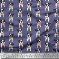 Soimoi Velvet Tkarinc Bow & Boston terijer dekor za pse tkanini od tiskanog dvorišta široko