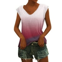Ženske košulje Ljetni gradijent Ispis V izrez Loose Tunika Ležerne majica s kratkim rukavima