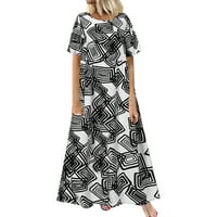 Ljetne sušače žene Trendy Maxi haljine za žene ljetne geometrijske tiskane sandress kratkih rukava s