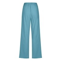 Ženske hlače elastične struke s džepom ljetne modne hlače za dame casual labave hlače pamučna posteljina