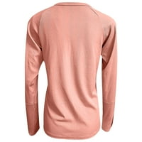 Penkiiy Womens Tops Fashion Women V-izrez Dugi rukav Majica Jesenska čvrsto labava bluza Pink Y2K odjeću