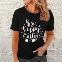 Majice za žene za žene Ležerne prilike kratkih rukava Uskrs Easter Print bluza TEE majica