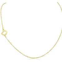 Superjeweler Dainty D Početna bočna ogrlica u zlatnom prekrivanju, za žene, tinejdžere i djevojke