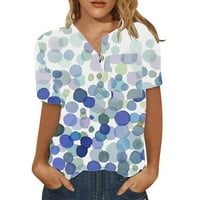 Tking Fashion Womens Ljetni kratki rukav V izrezani vrhovi Ležerne prilike labave majice Bluza sa džepom nebo plave 2xl