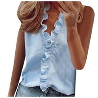Ljetna bluza Fashions Ženski temperamentni gumb V-izrez rukava za rupu Ležerna košulja Dame Top plave
