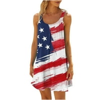 Dianli ženska američka zastava Star Striped tiskanje ljeto plaža rezervoar opuštena fit haljina prsluk
