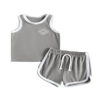 TODDLER Baby Boy odjeća Sunce Print Torbe bez rukava + elastične kratke hlače Postavite Ležerne ljetne