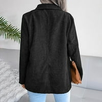 Corduroy jakna za žene dvostruko grudi rever v izrez dugih rukava Solid Business Coats Jackets Cardigani
