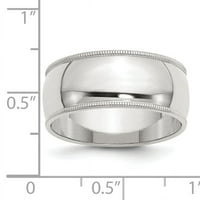 Bridal QWM sterling srebrni pola okrugli Milgrain Band, veličina 7