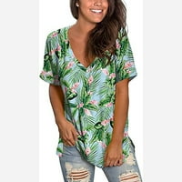 Opuštene fit majice za žene Ljeto V izrez Tees Loose Casual Graphic Bluuse Top Trendi ugodne majice